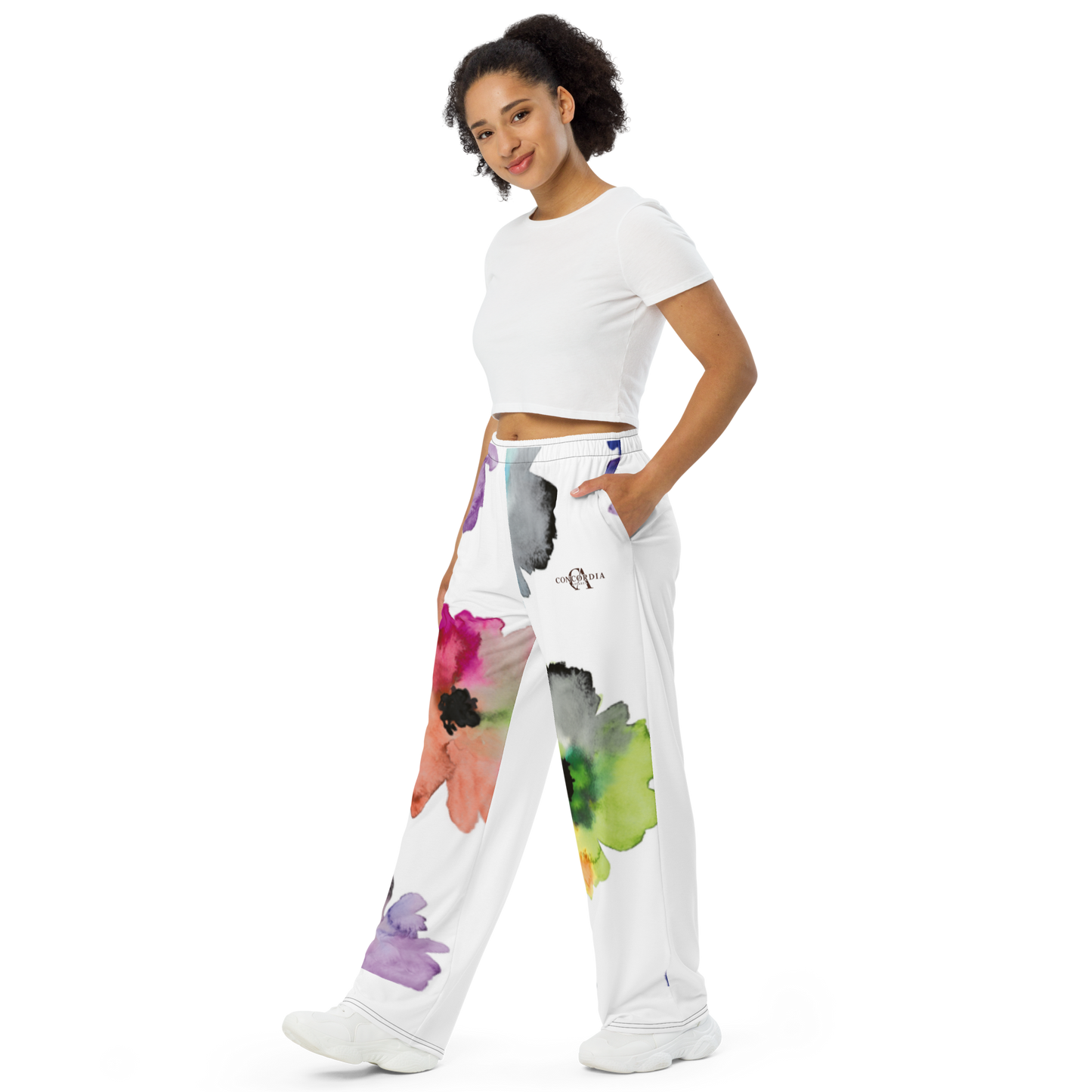 All-over print unisex wide-leg pants